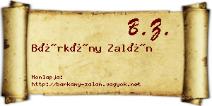 Bárkány Zalán névjegykártya